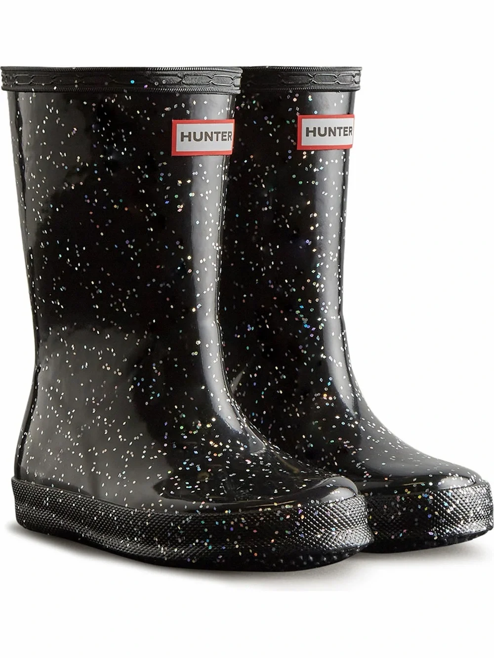 Hunter Kids' Black Glitter Boots